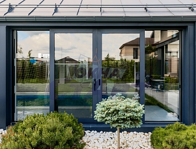 Подъемно-раздвижная конструкция Alutech SL160 в витраже - 4b